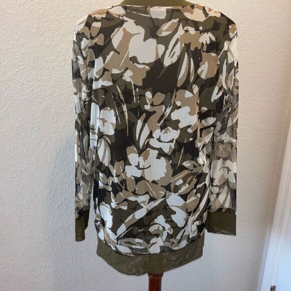 Chicos Camo Floral Cardigan Sweater & tank shell top shirt Set Sz M - Picture 6 of 11